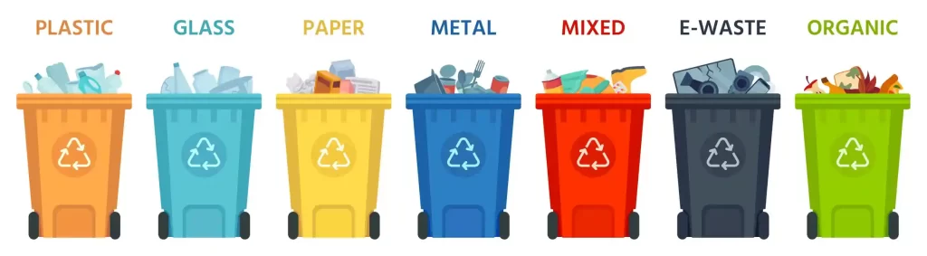 multiple recycling bins